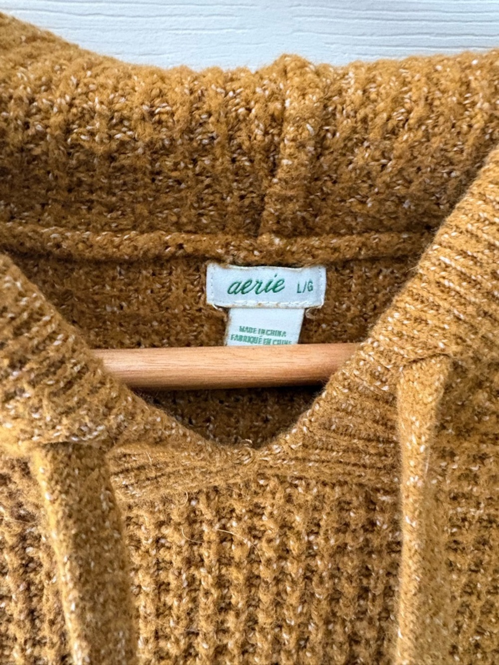 Aerie golden waffle hoodie pullover size large stretchy textured - Picture 3 of 9